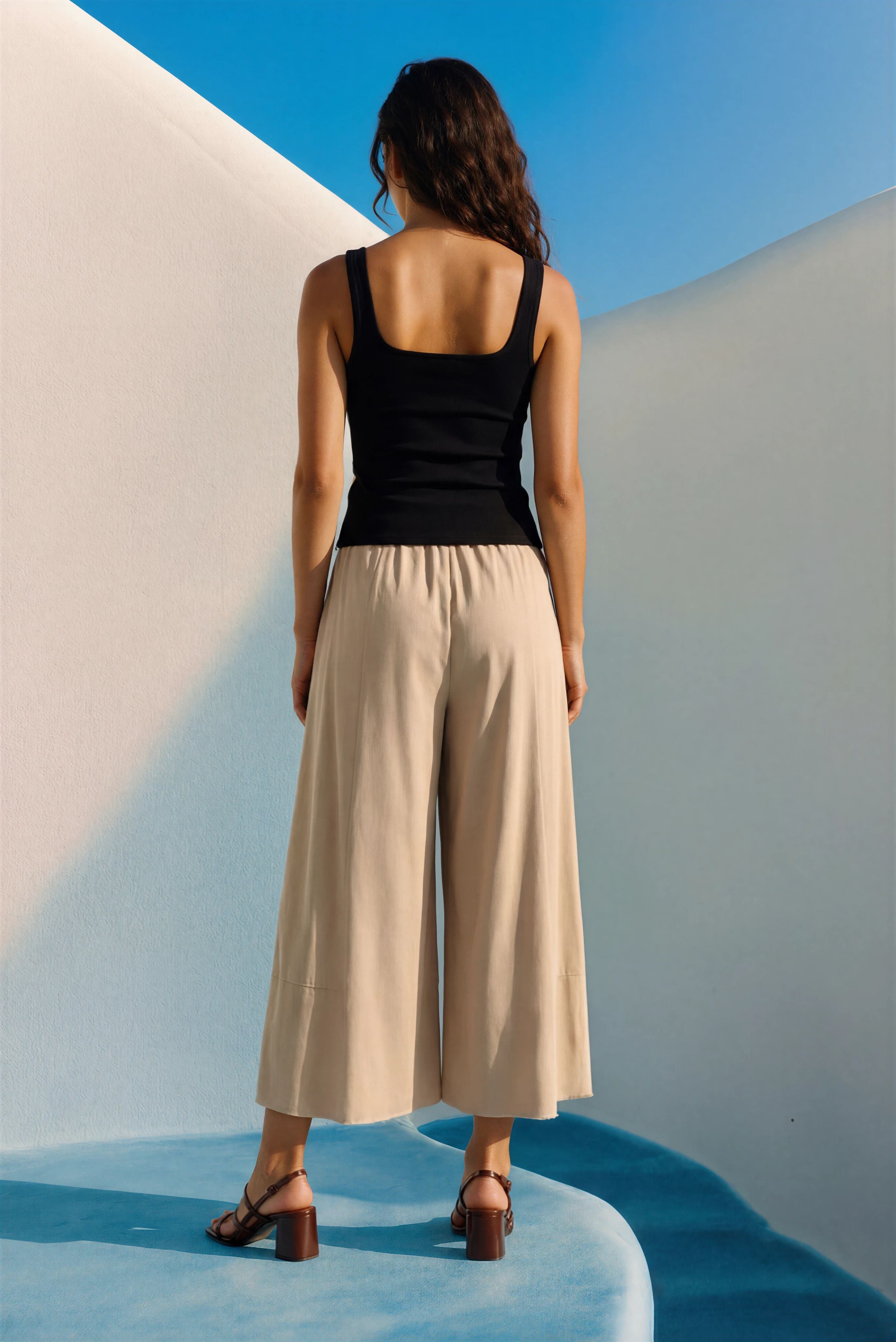 Beach Cotton Jersey 23" Wide-Leg Pant