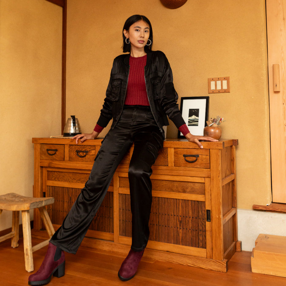 Zendaya Stretch Viscose Satin Wide Leg Pant