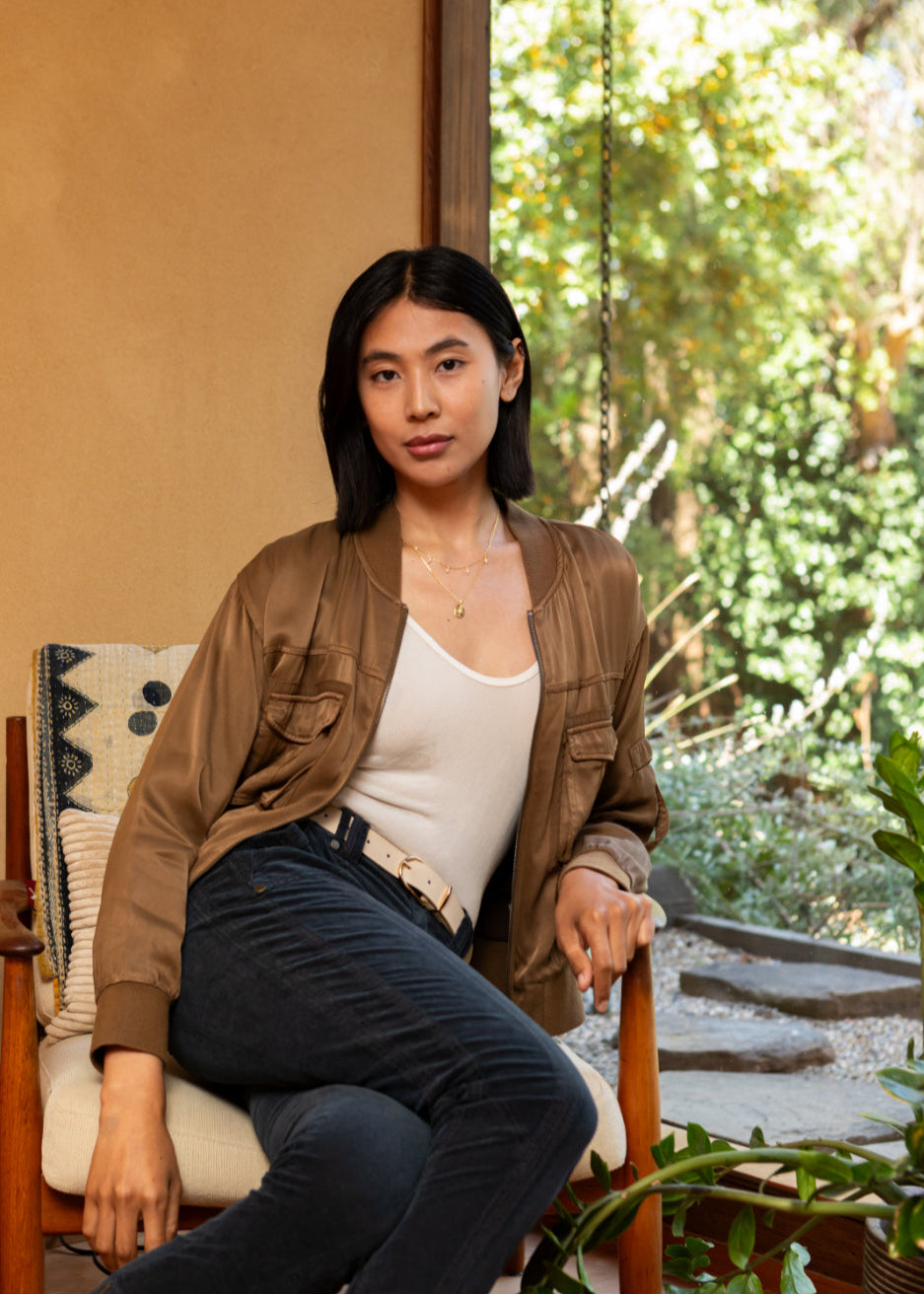 Dazie Viscose Satin Twill Flight Jacket