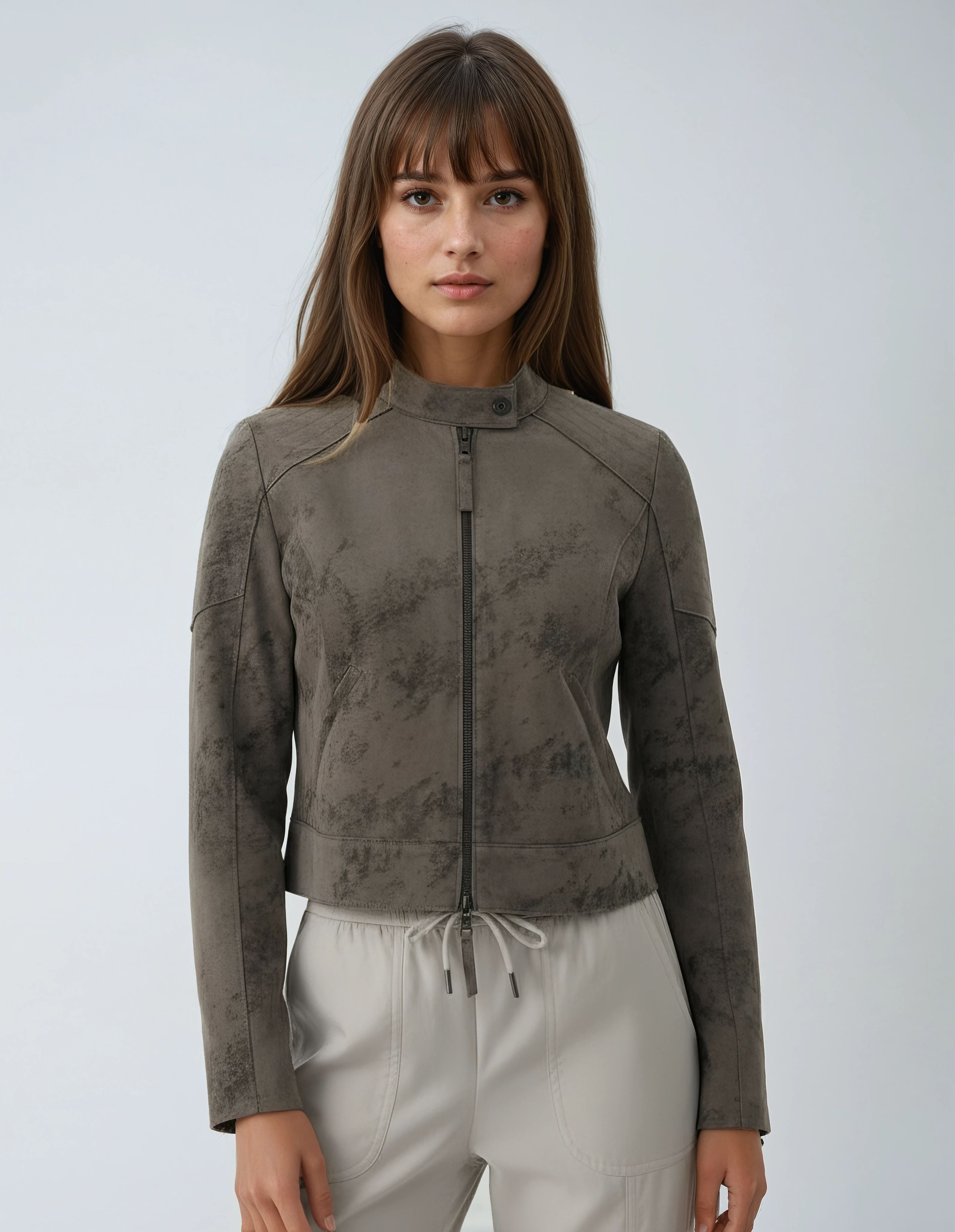 Bowery Distressed Suede Moto Jacket