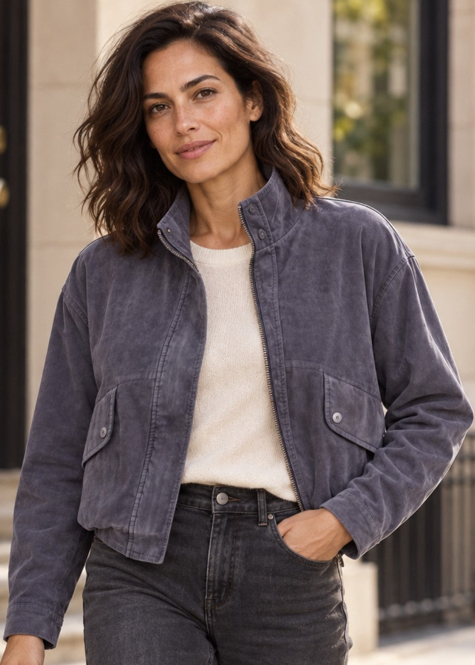 Orion Stretch Baby Cord Funnel Neck Jacket