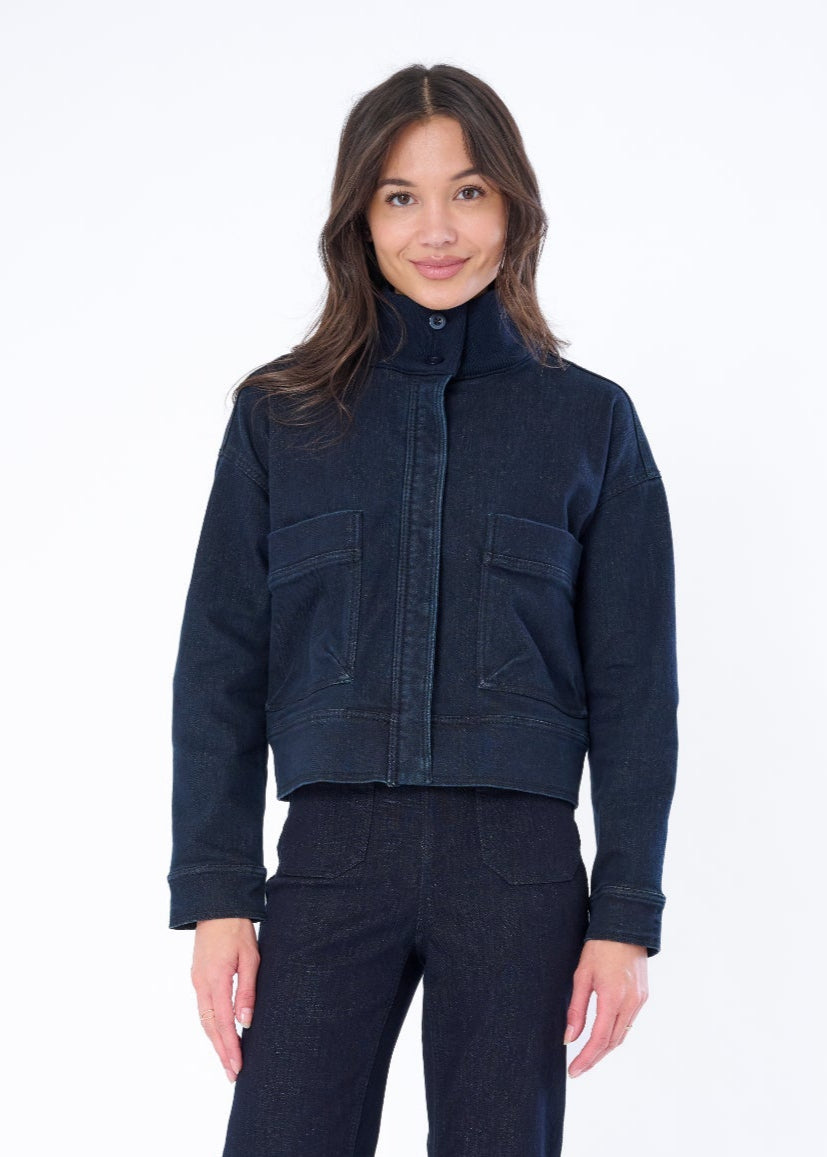 Varys Slub French Terry Knit Denim Jacket