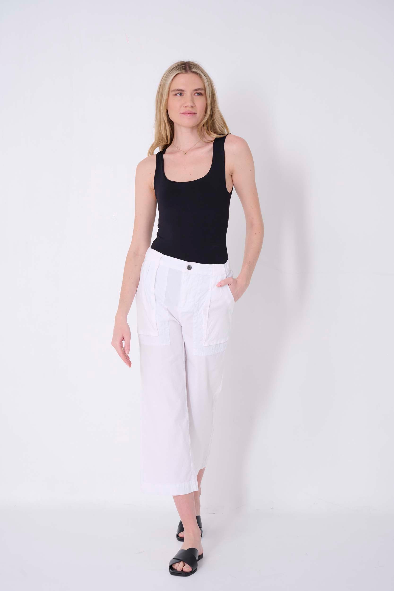 Solid Crop Wide Pant