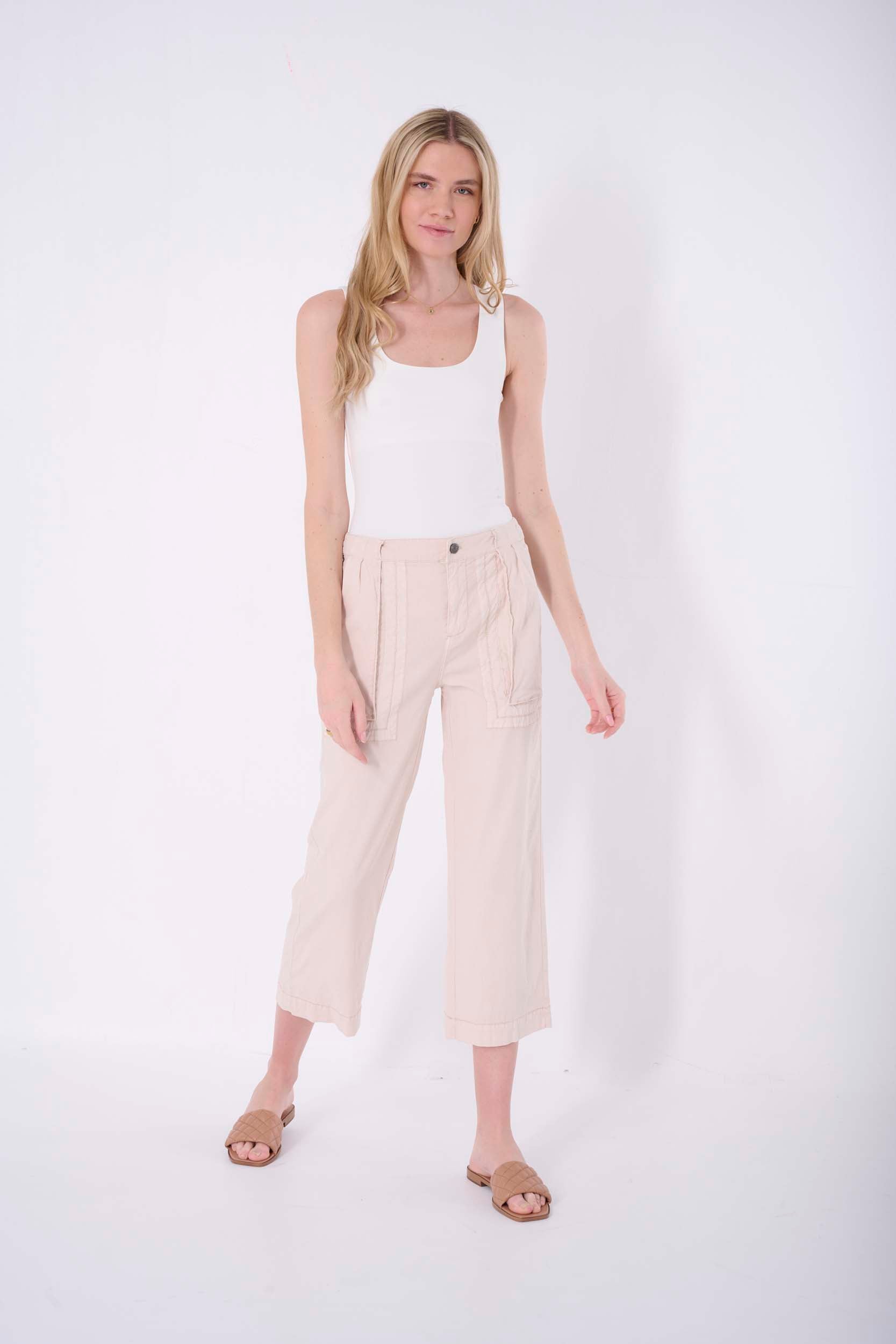 Solid Crop Wide Pant