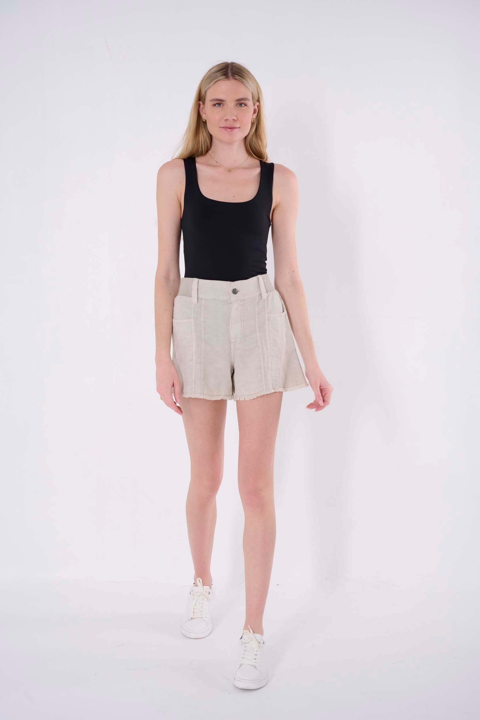 flared linen shorts women 