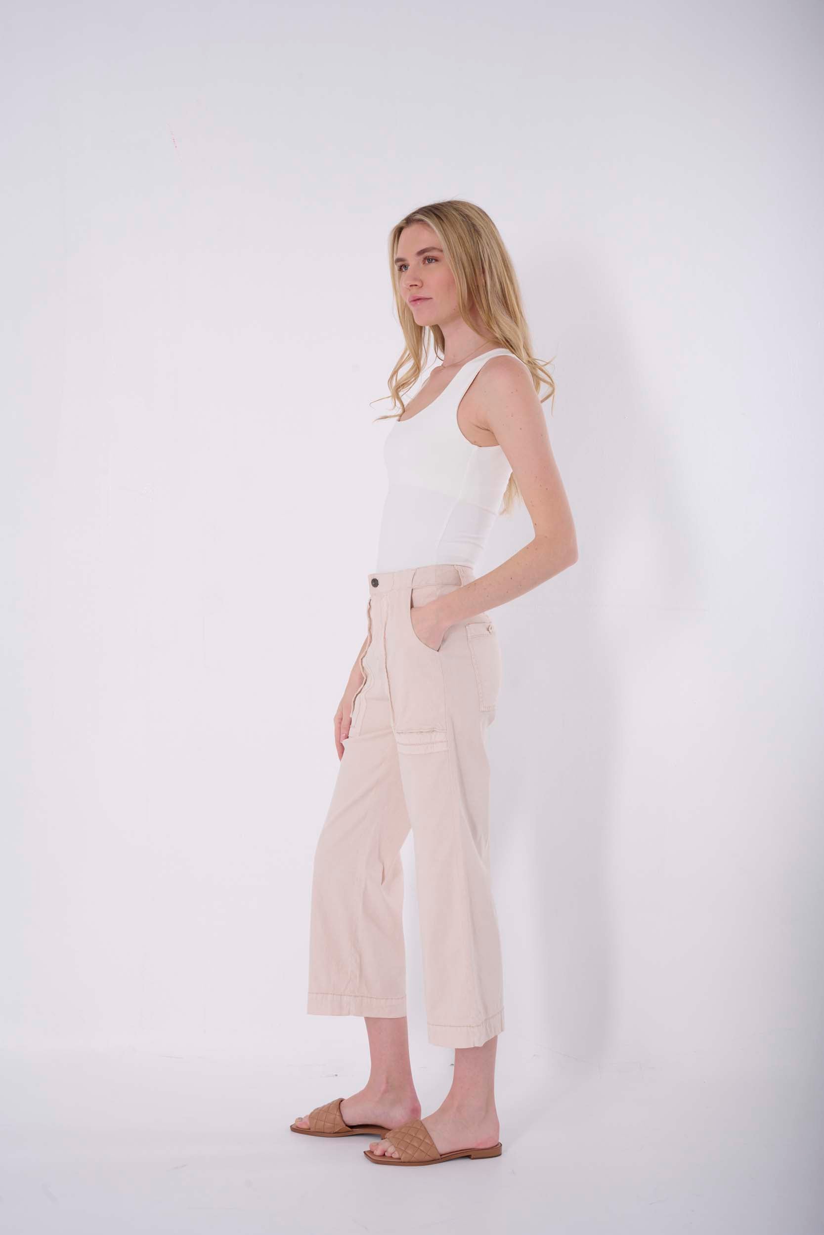 Solid Crop Wide Pant