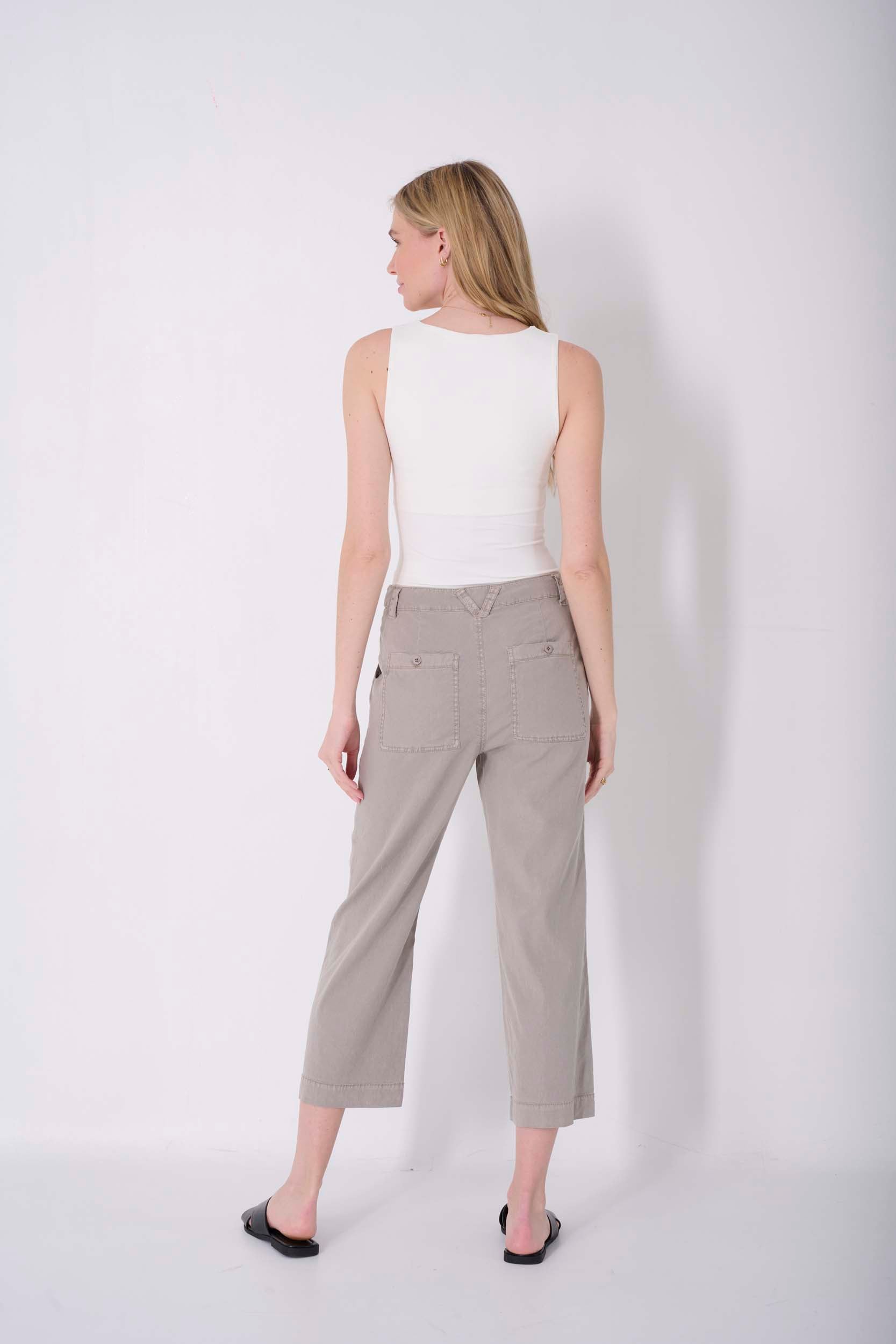 Solid Crop Wide Pant