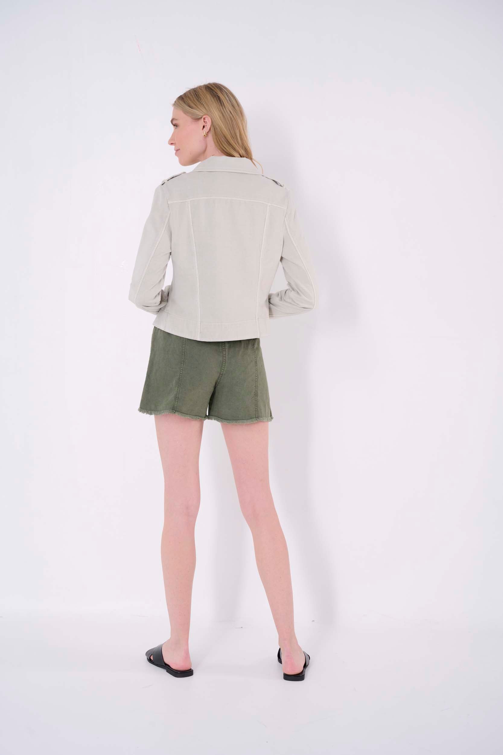flared linen shorts women