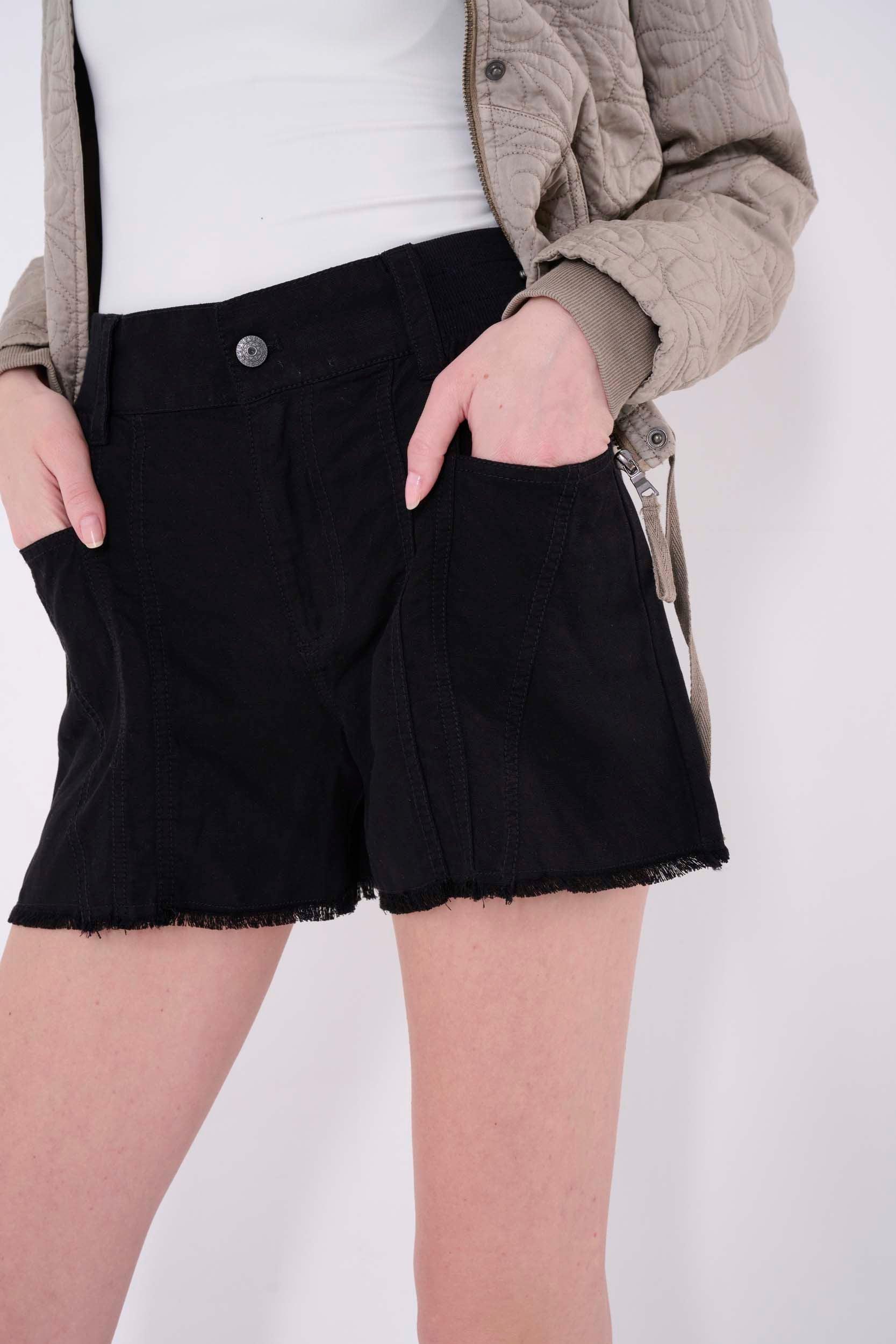 flared linen shorts women