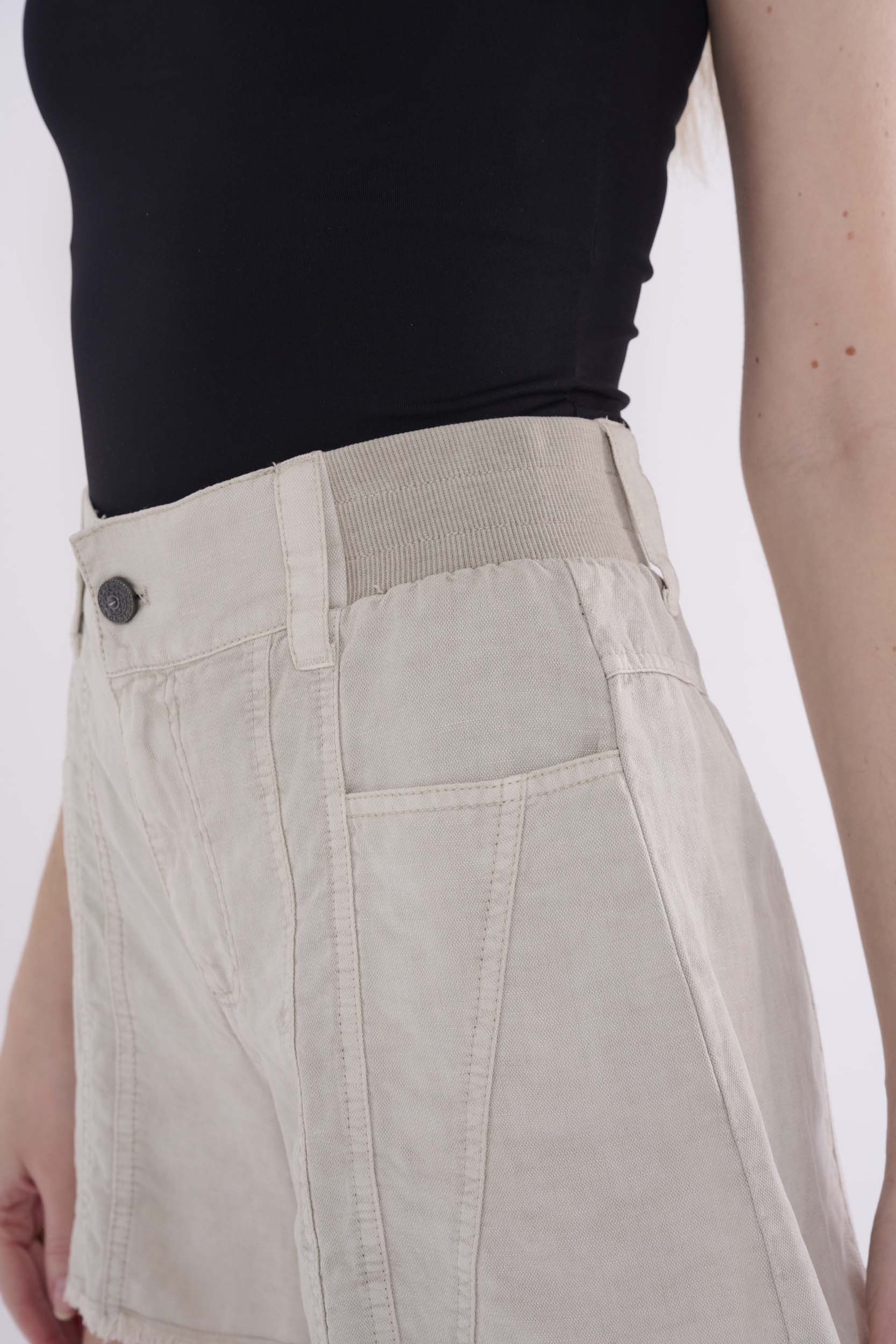 flared linen shorts women