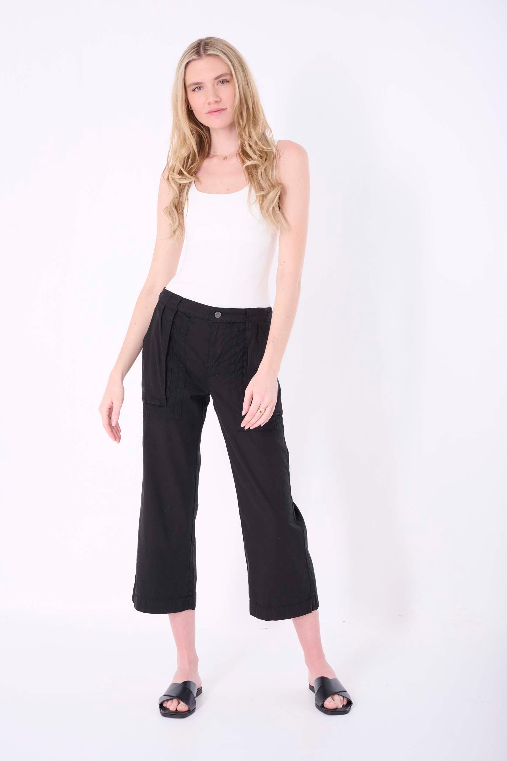 Solid Crop Wide Pant