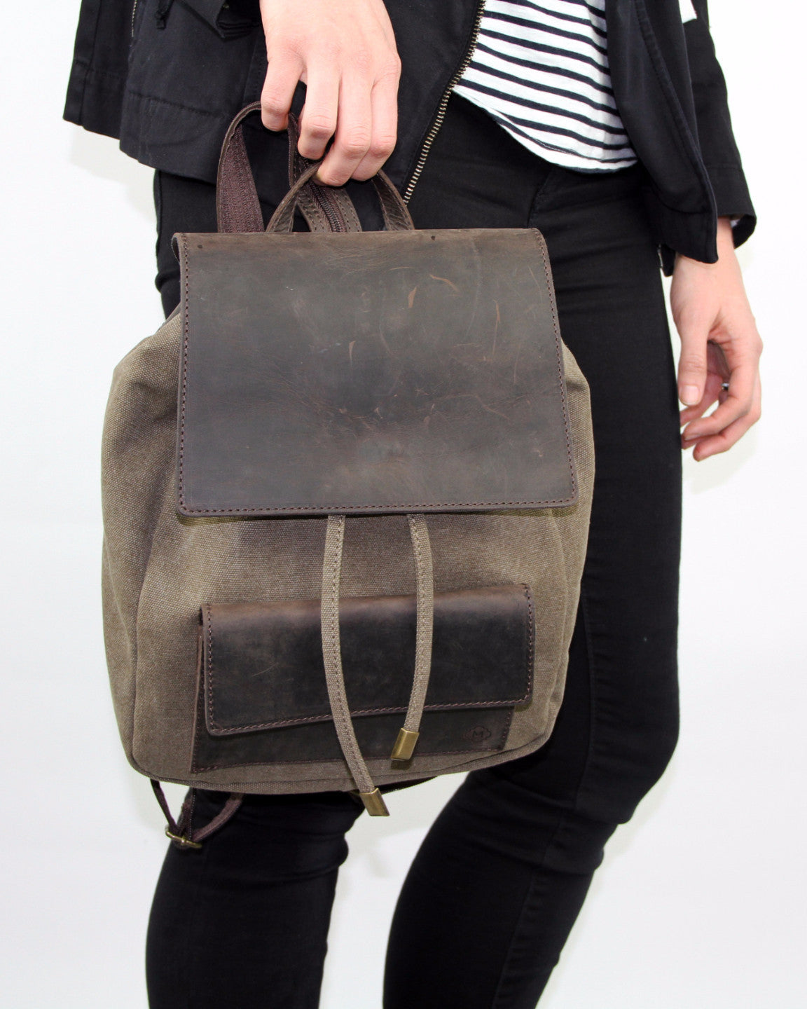 Booker Leather Canvas Backpack - Marrakech Clothing