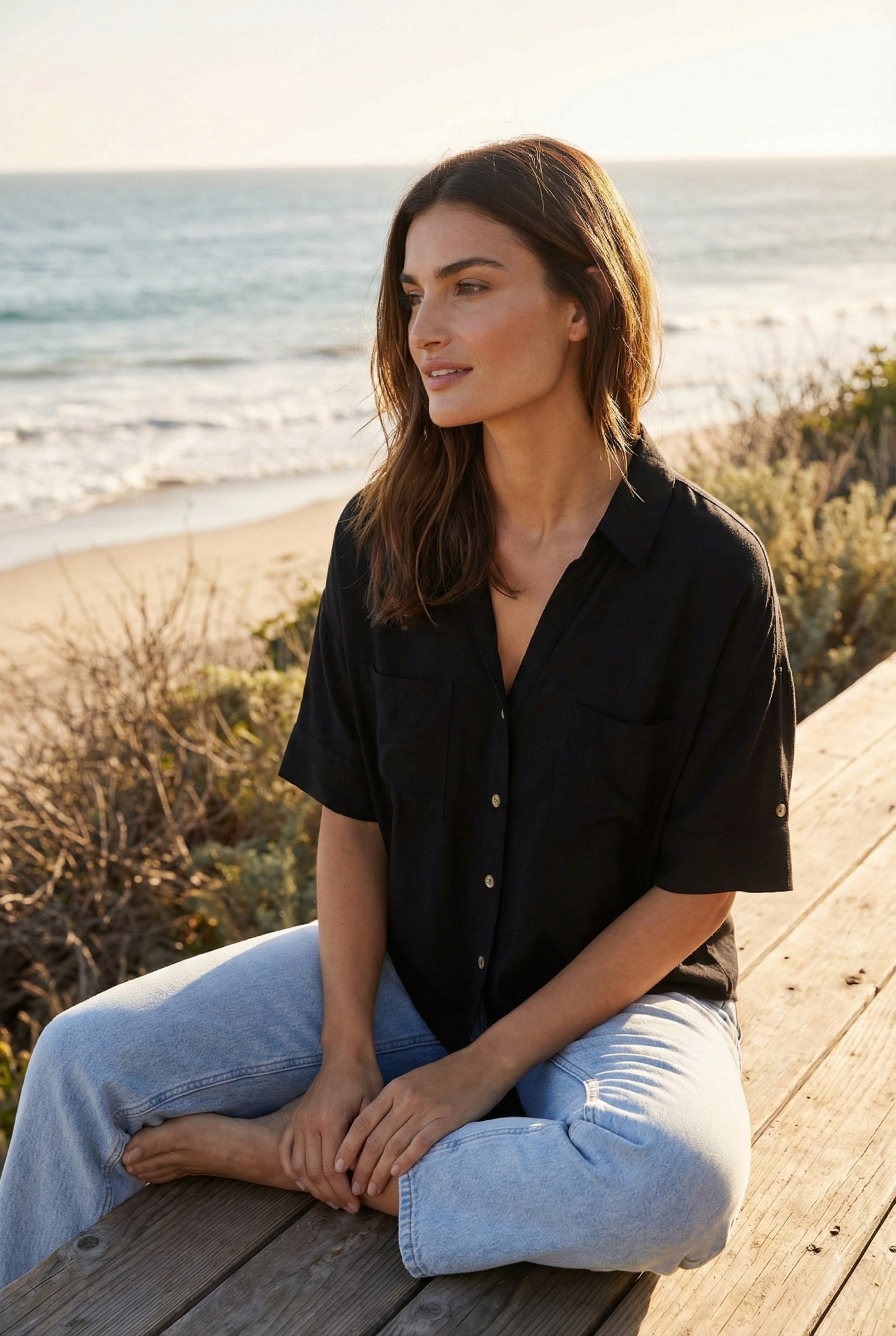 Essex Relaxed Linen Viscose Utility Top | Marrakech Clothing