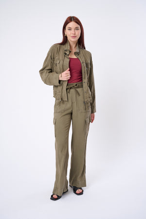 Caracas Stretch Cupro Wide Leg Cargo Pant – Effortless, Breezy