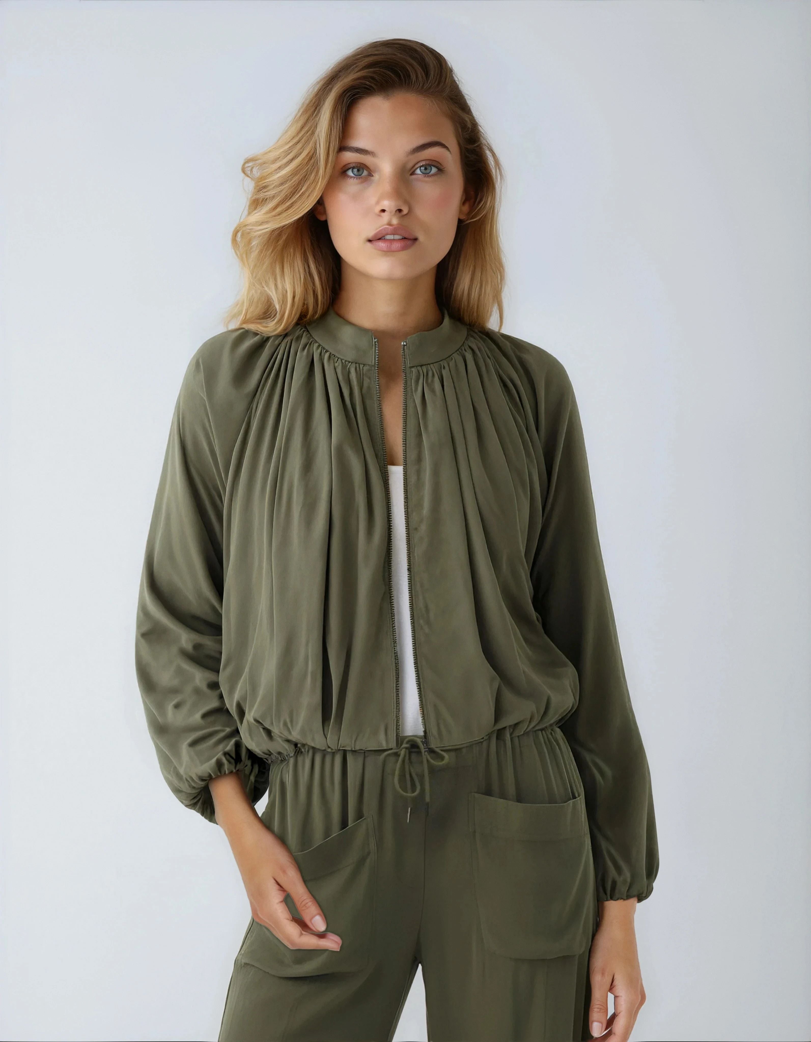 Chrystie Draped Stretch Cupro Jacket