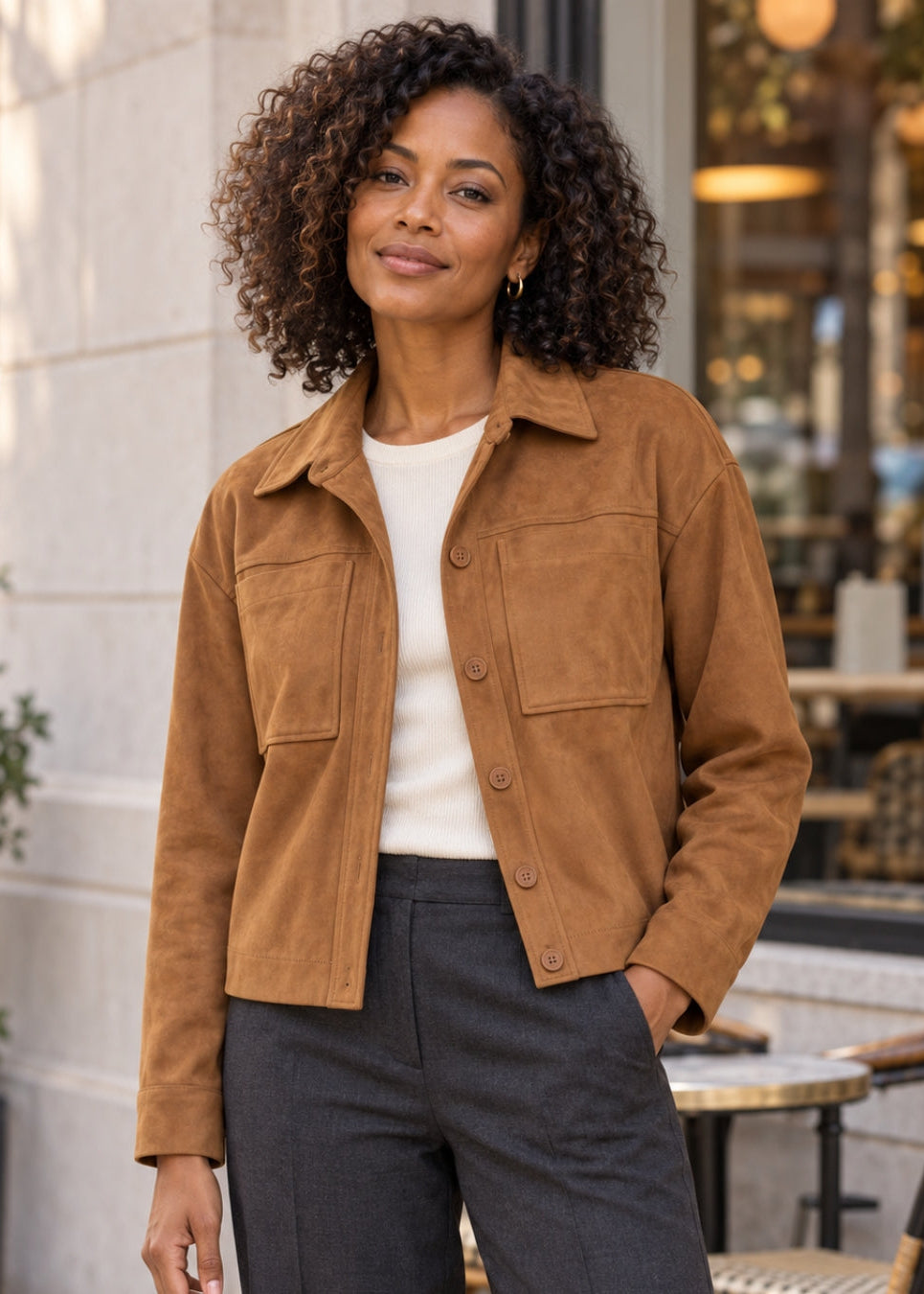 Maple Faux Suede Camp Jacket