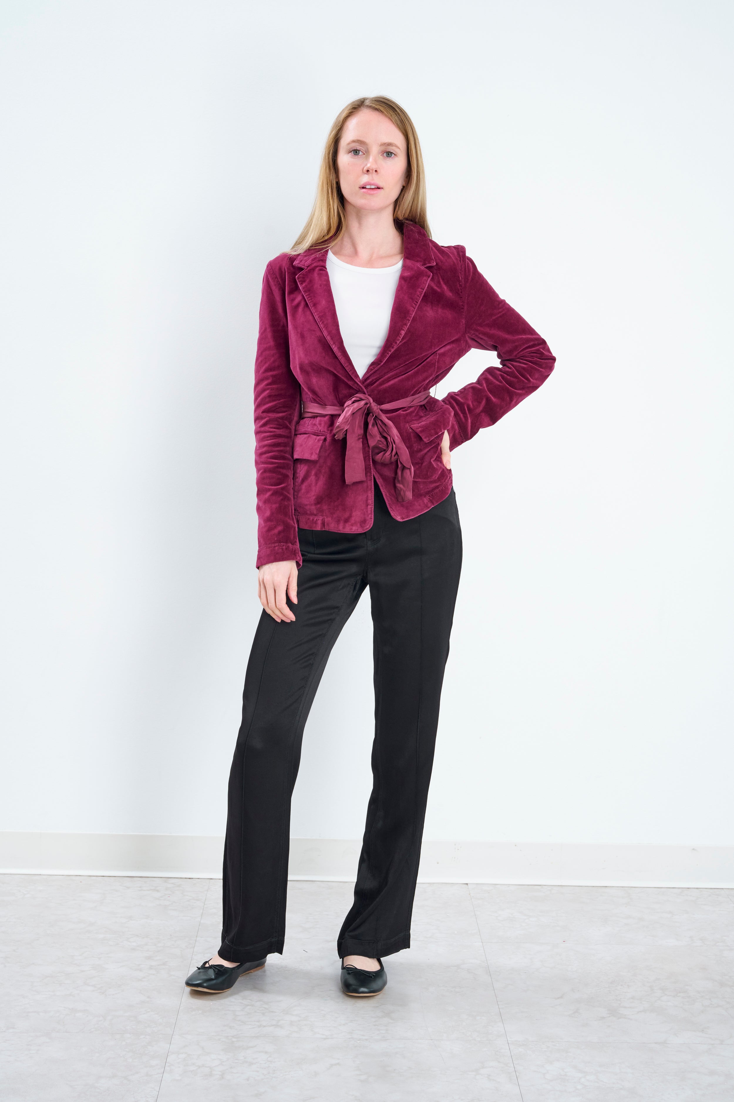 Denise Belted Velvet Blazer