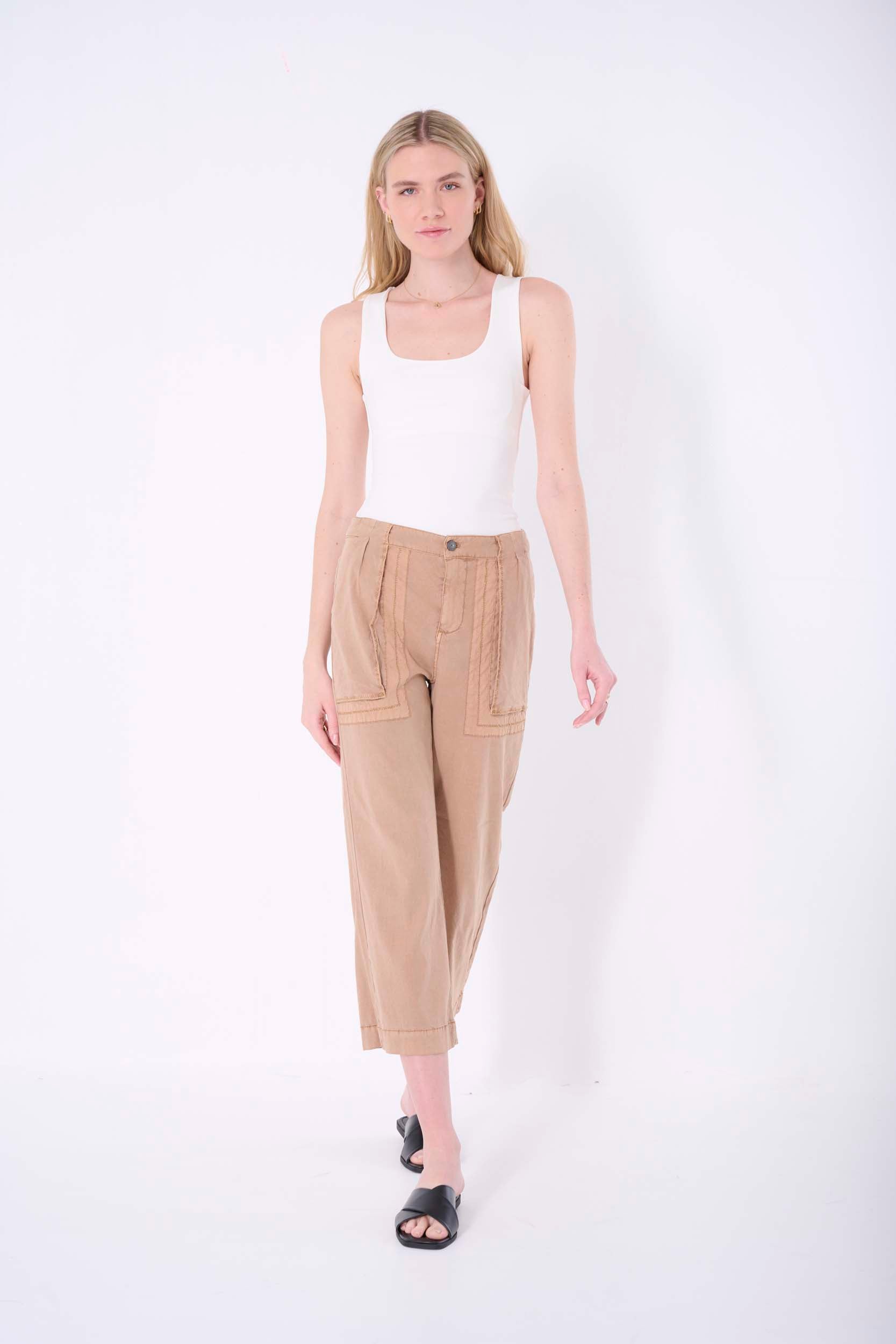 Solid Crop Wide Pant