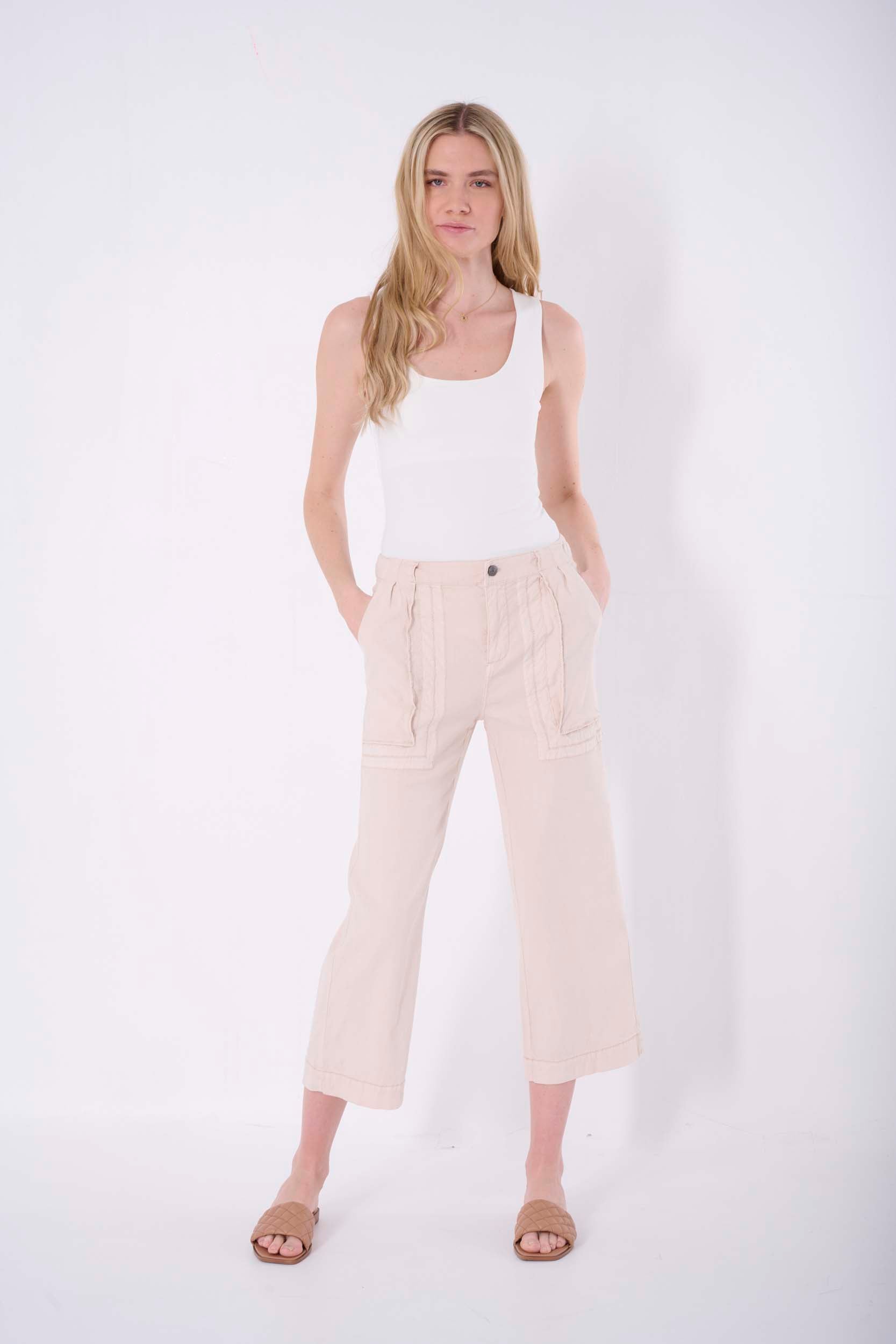 Solid Crop Wide Pant