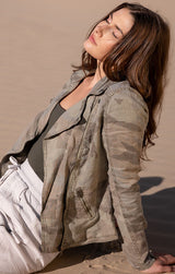 Linen Moto Jacket Women 