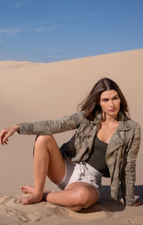 Linen Moto Jacket Women 