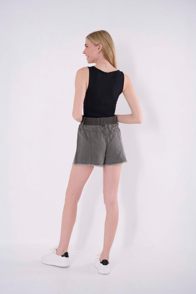 flared linen shorts women 