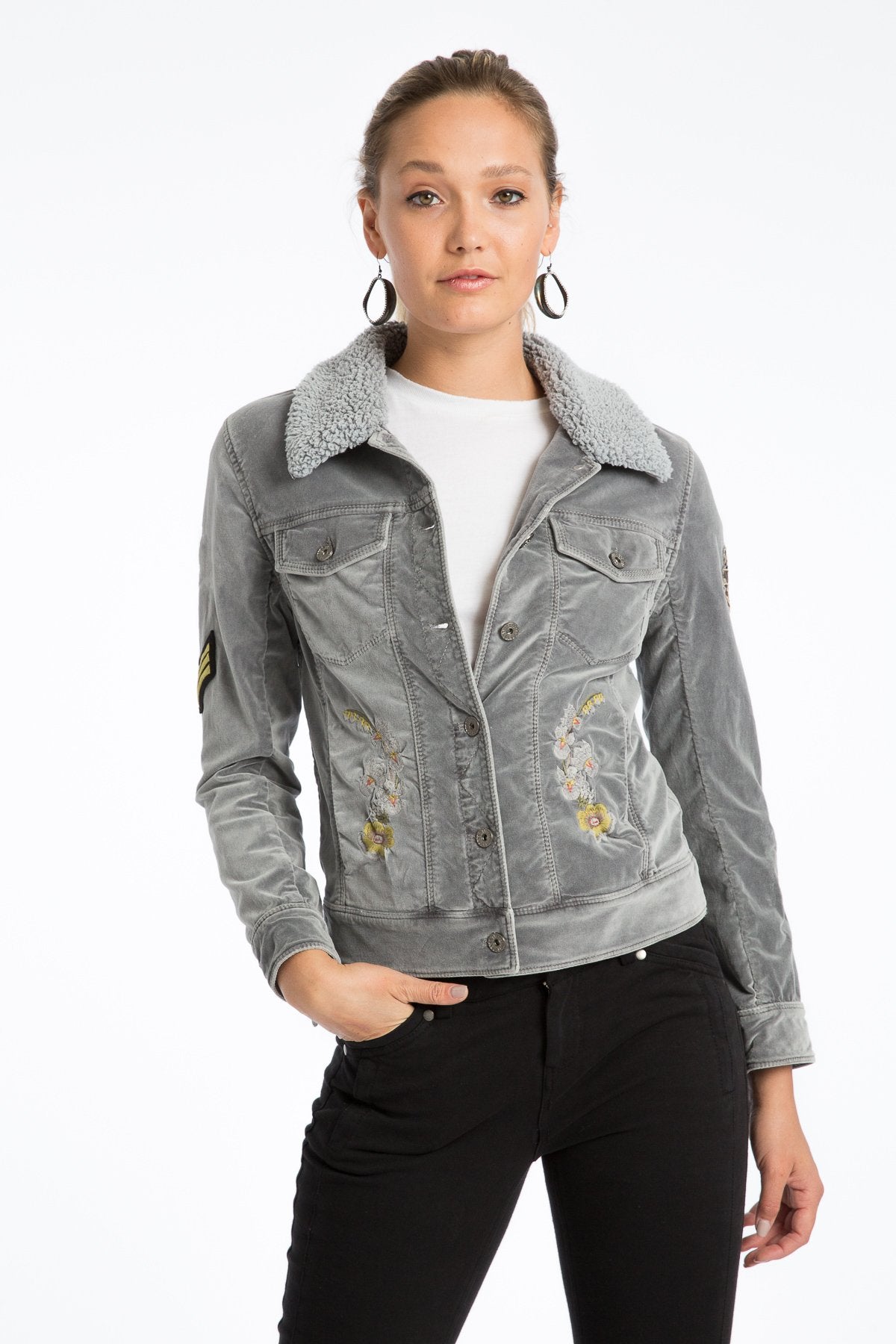 Janie 60's Velveteen Embroidered Jacket