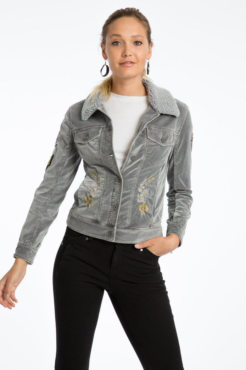 Janie 60's Velveteen Embroidered Jacket - Marrakech Clothing