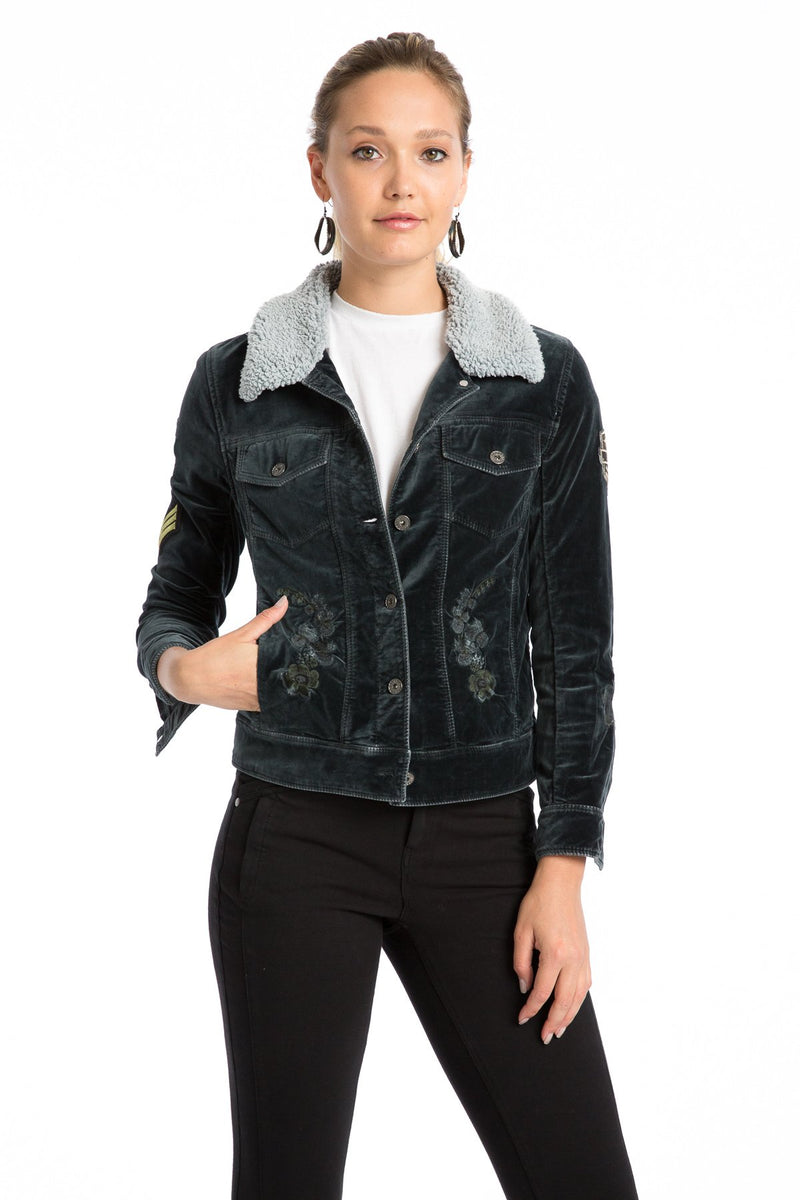 Janie 60's Velveteen Embroidered Jacket - Marrakech Clothing