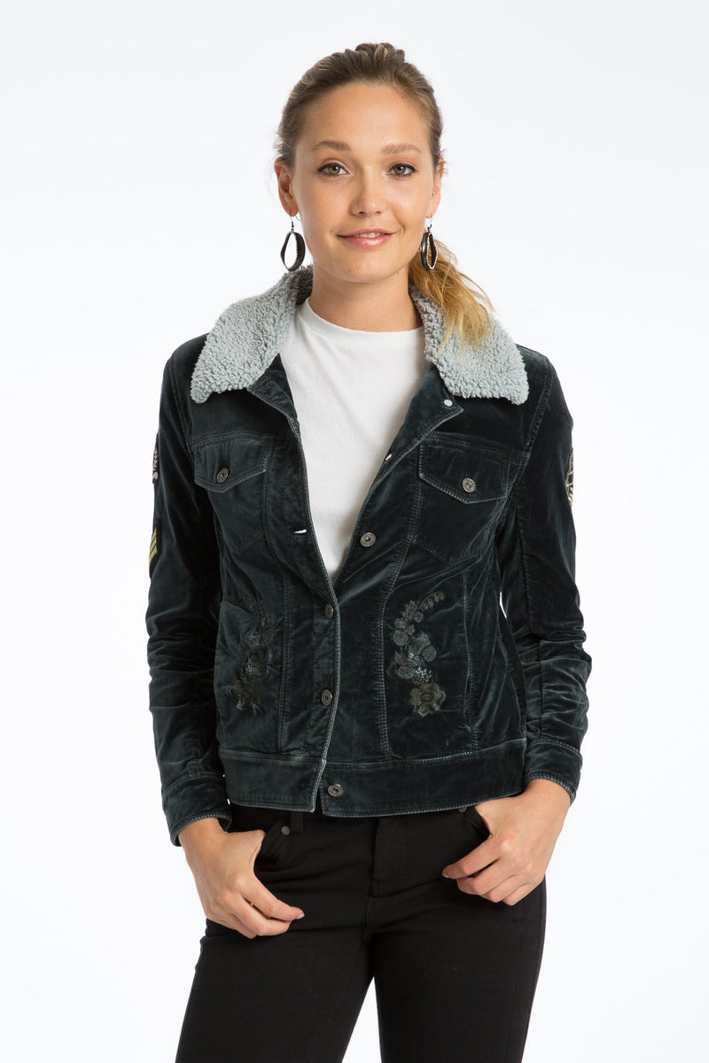 Janie 60's Velveteen Embroidered Jacket - Marrakech Clothing