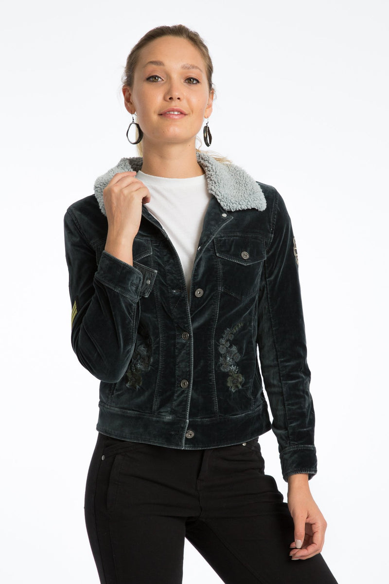Janie 60's Velveteen Embroidered Jacket - Marrakech Clothing