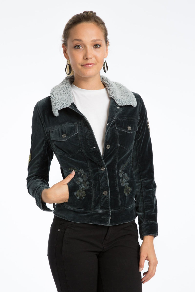 Janie 60's Velveteen Embroidered Jacket - Marrakech Clothing