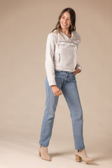  Drapey Collared Moto Jacket