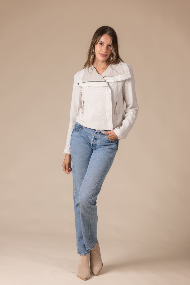  Drapey Collared Moto Jacket