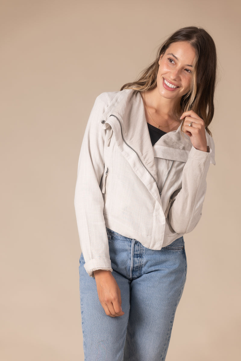  Drapey Collared Moto Jacket