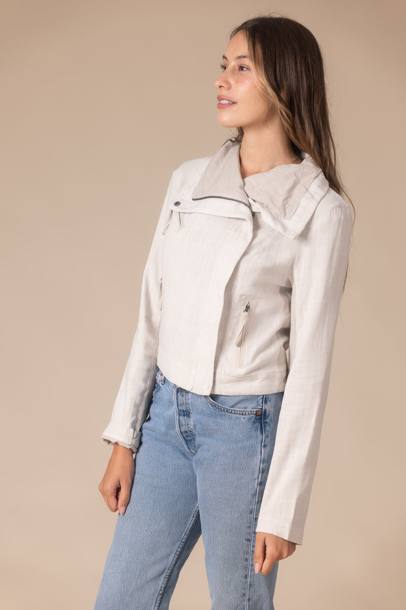  Drapey Collared Moto Jacket