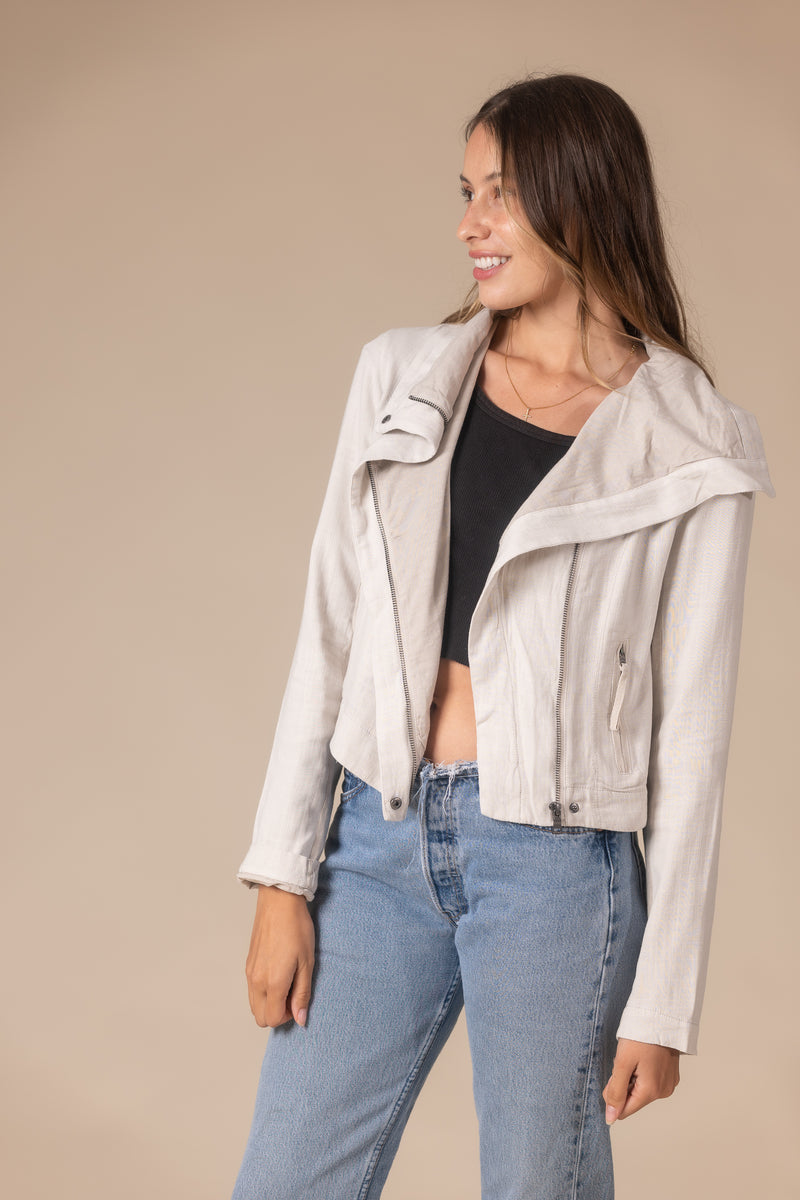  Drapey Collared Moto Jacket