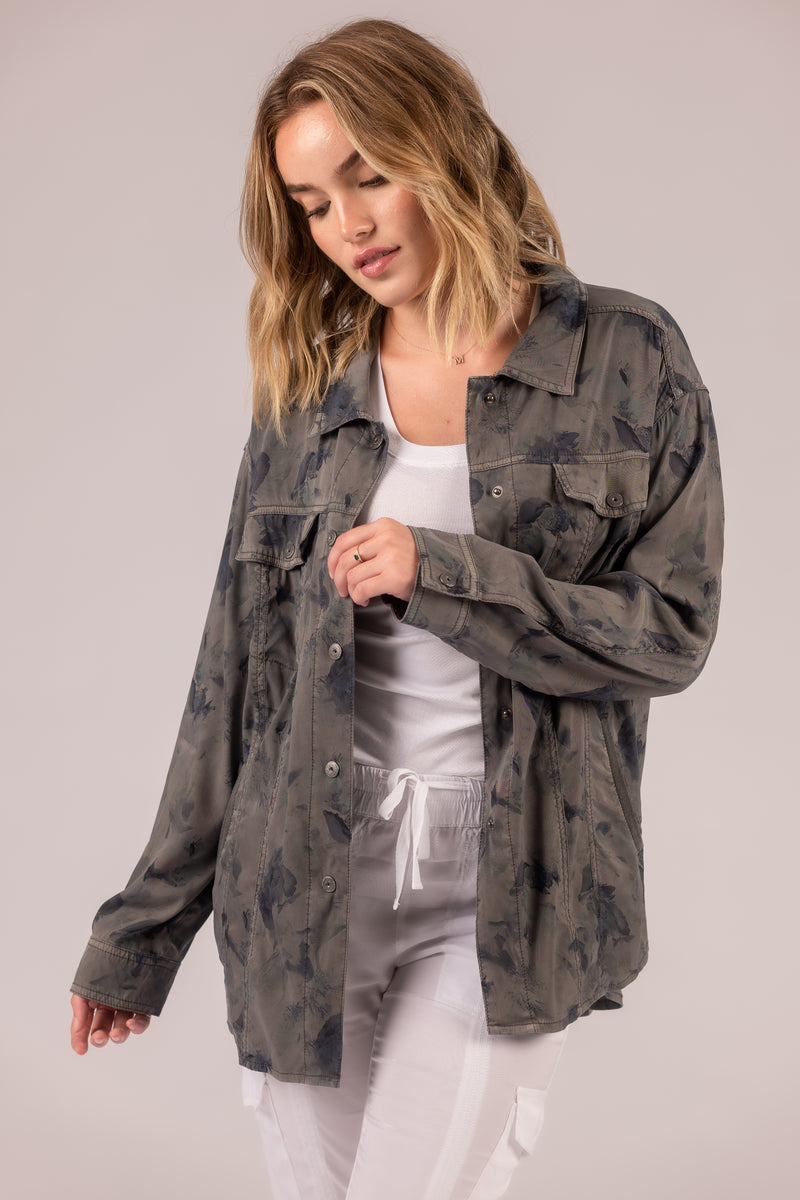 lightweight linen button down top women