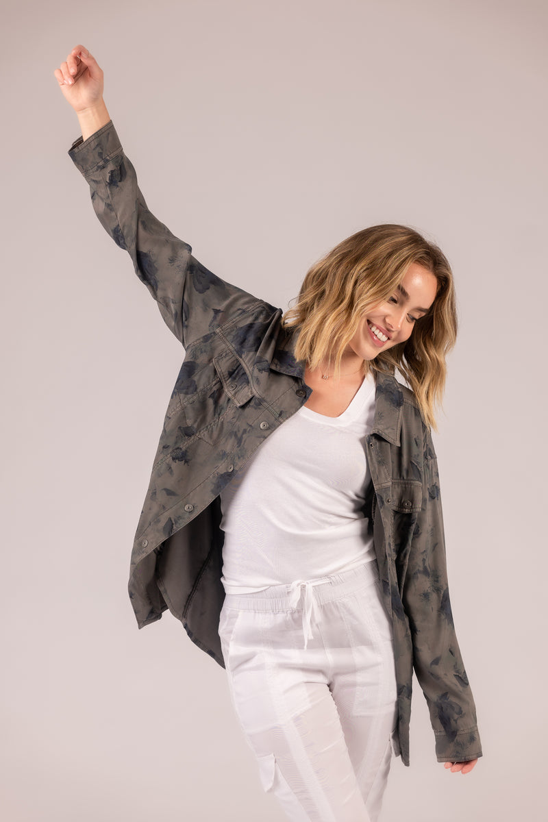 lightweight linen button down top women