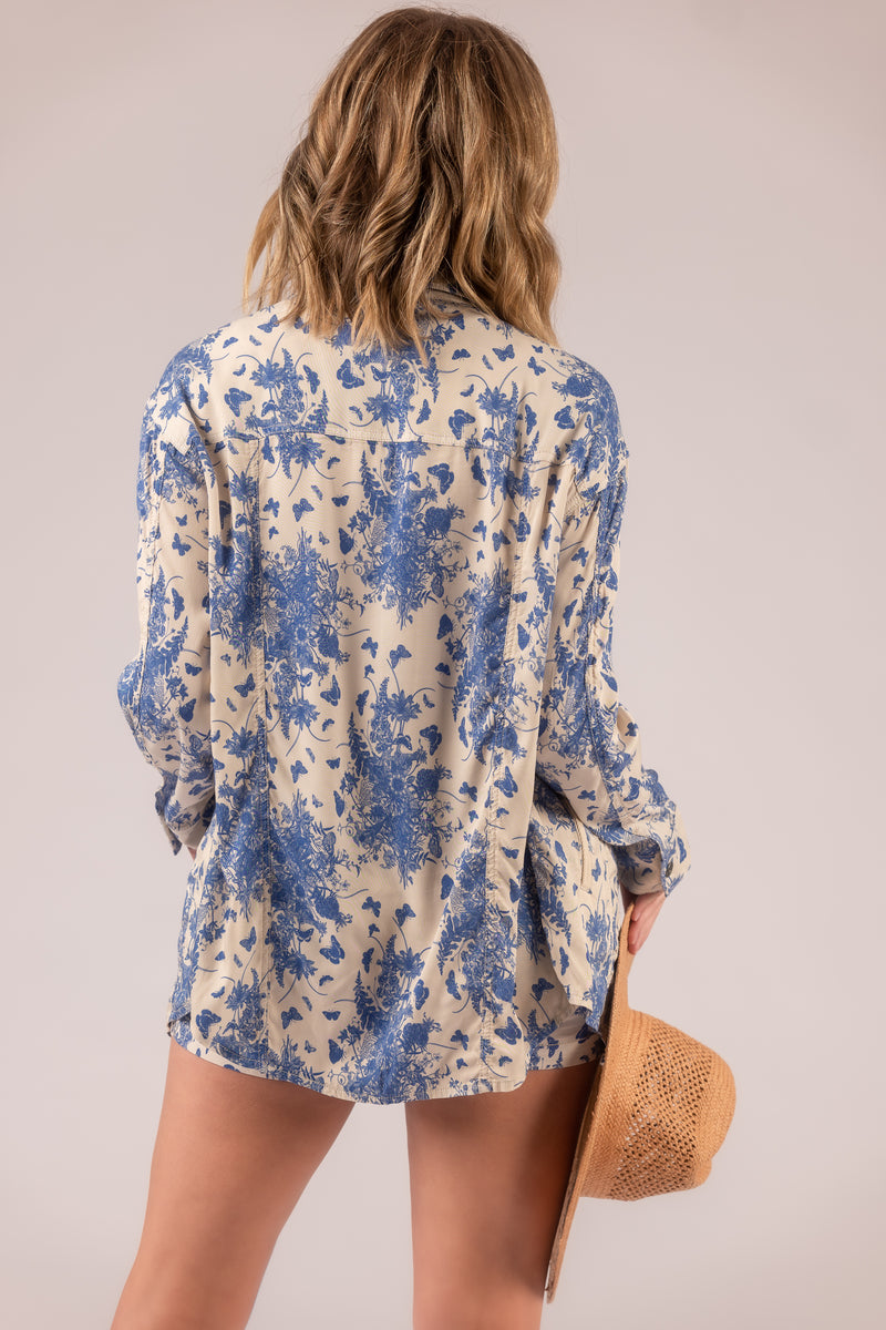 lightweight linen button down top women
