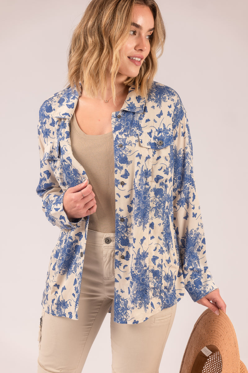 lightweight linen button down top women