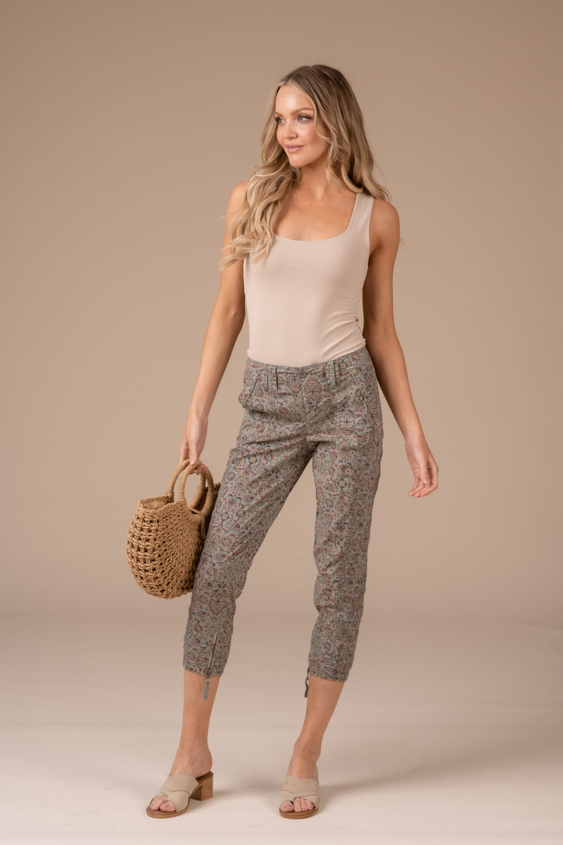 Printed Stretch Poplin Pant