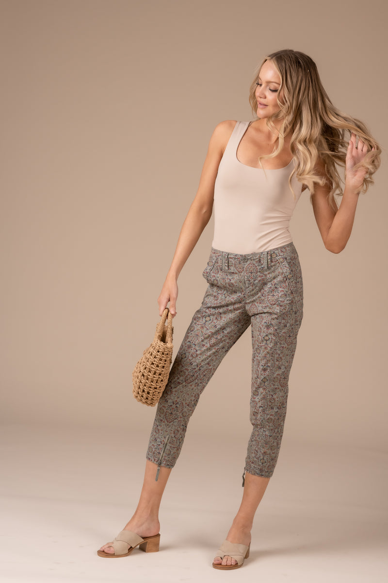 Printed Stretch Poplin Pant
