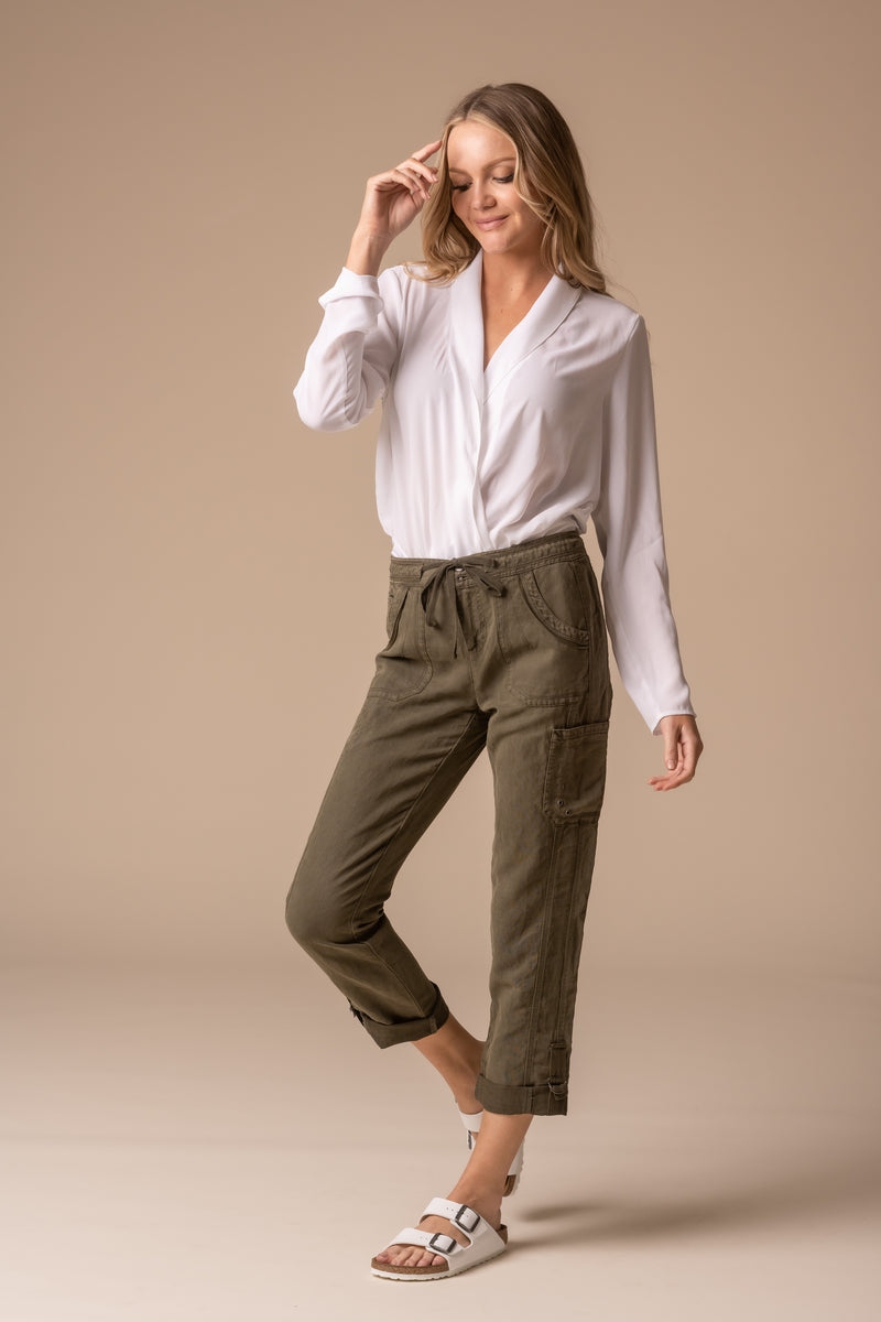  Solid Tencel Linen Beach Pant