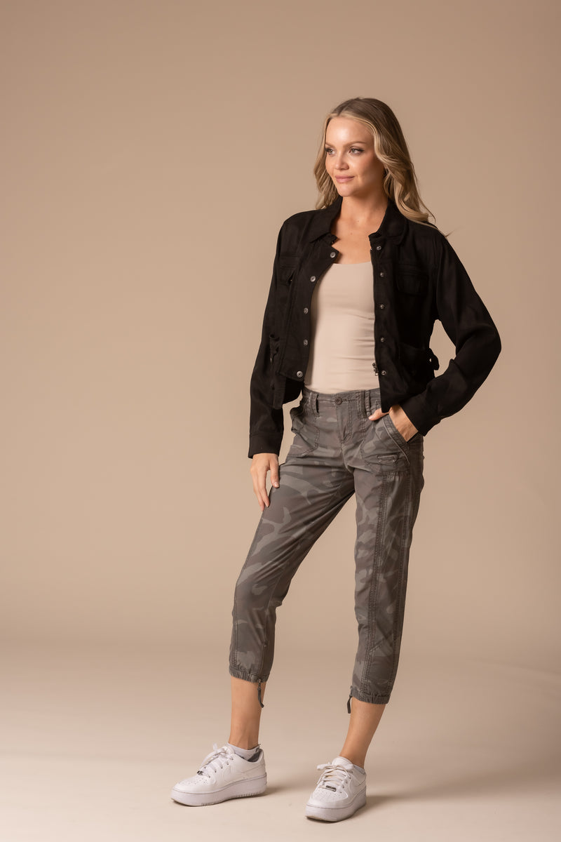 Printed Stretch Poplin Pant
