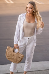  Solid Tencel Linen Beach Pant