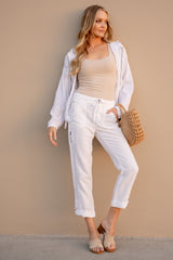  Solid Tencel Linen Beach Pant