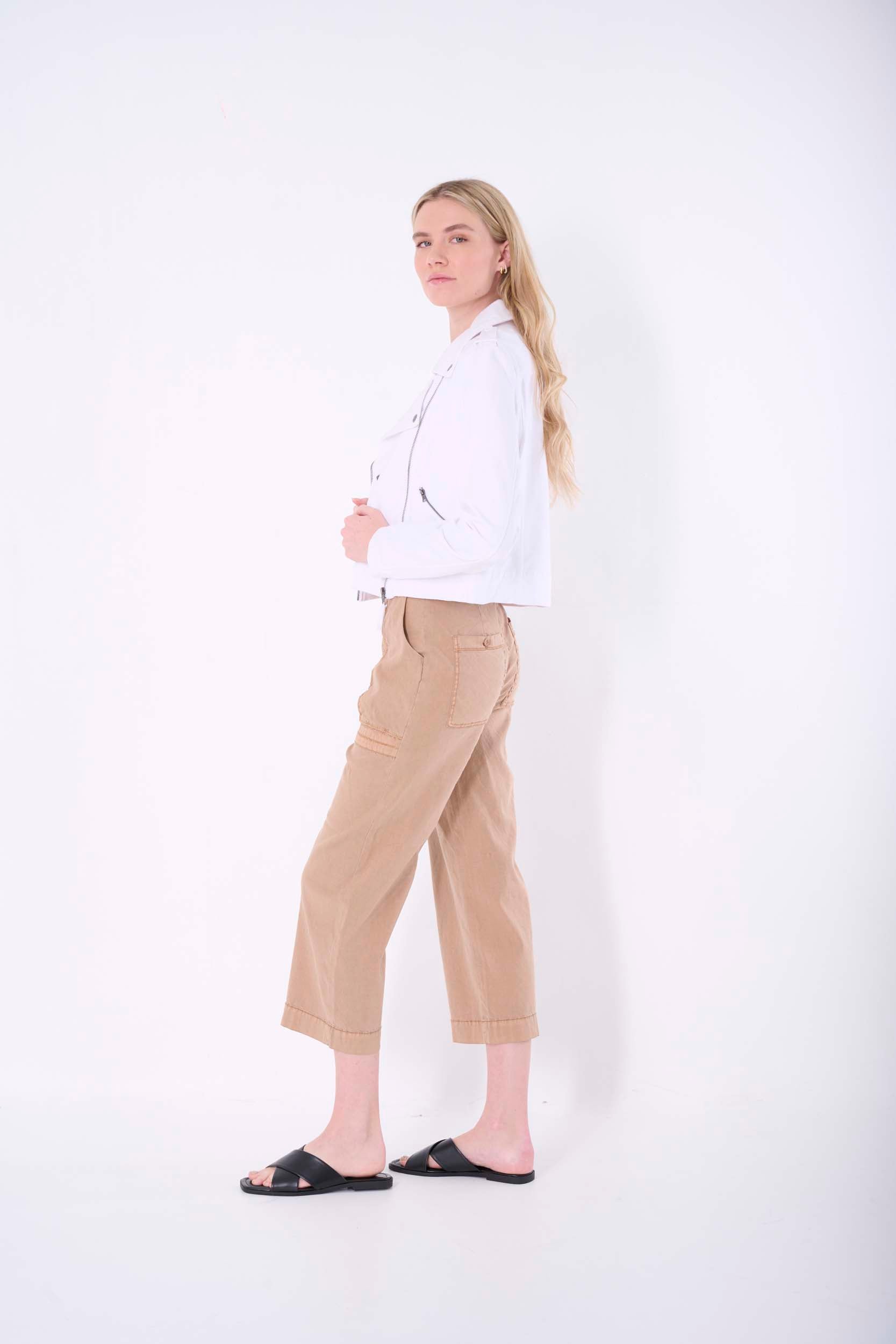 Solid Crop Wide Pant