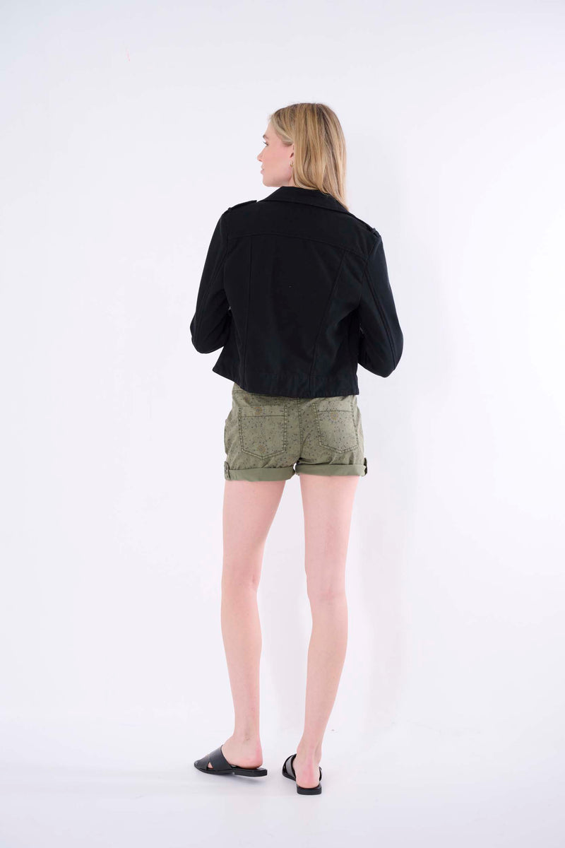  Solid Knit Moto Jacket