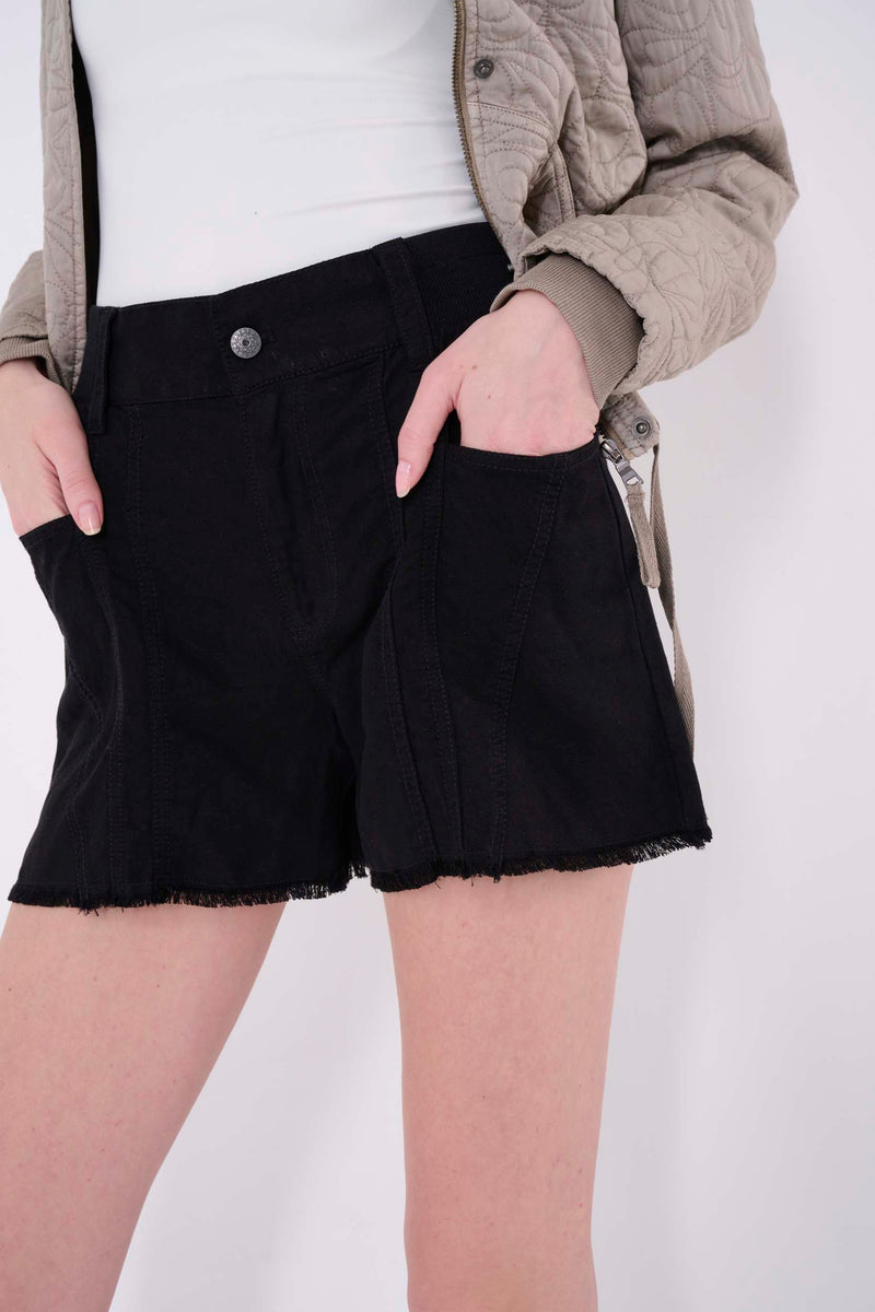 flared linen shorts women 